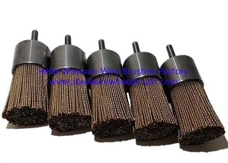 China 25mm Solid Shank Brass Coated Steel Wire End Brush for Cleaning and Polishing supplier